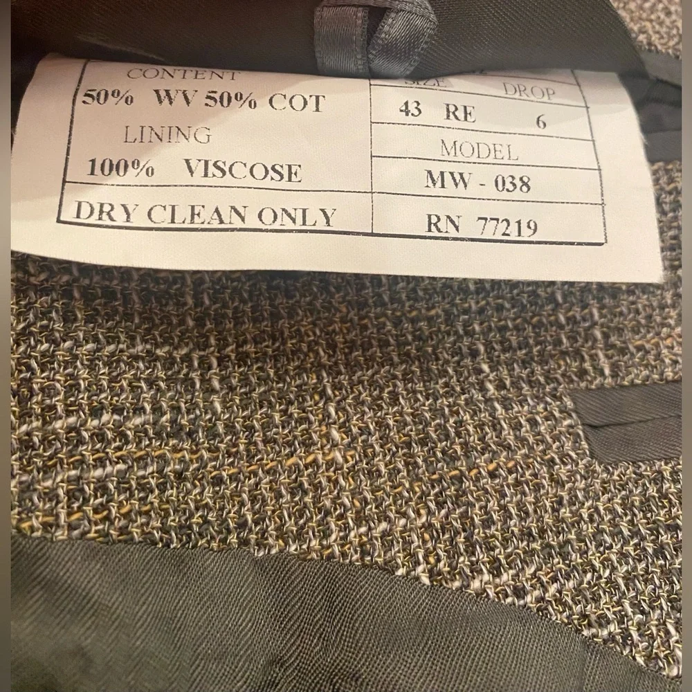 Pronto Uomo Calvino Vitale Men's Dress Jacket Made in Italy Wool‎ Cotton Size 43